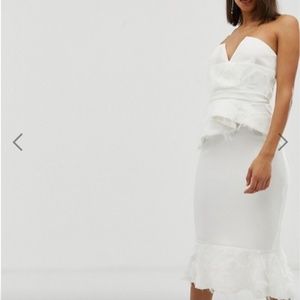 Asos Design Premium FauxFeather Peplum Midi dress